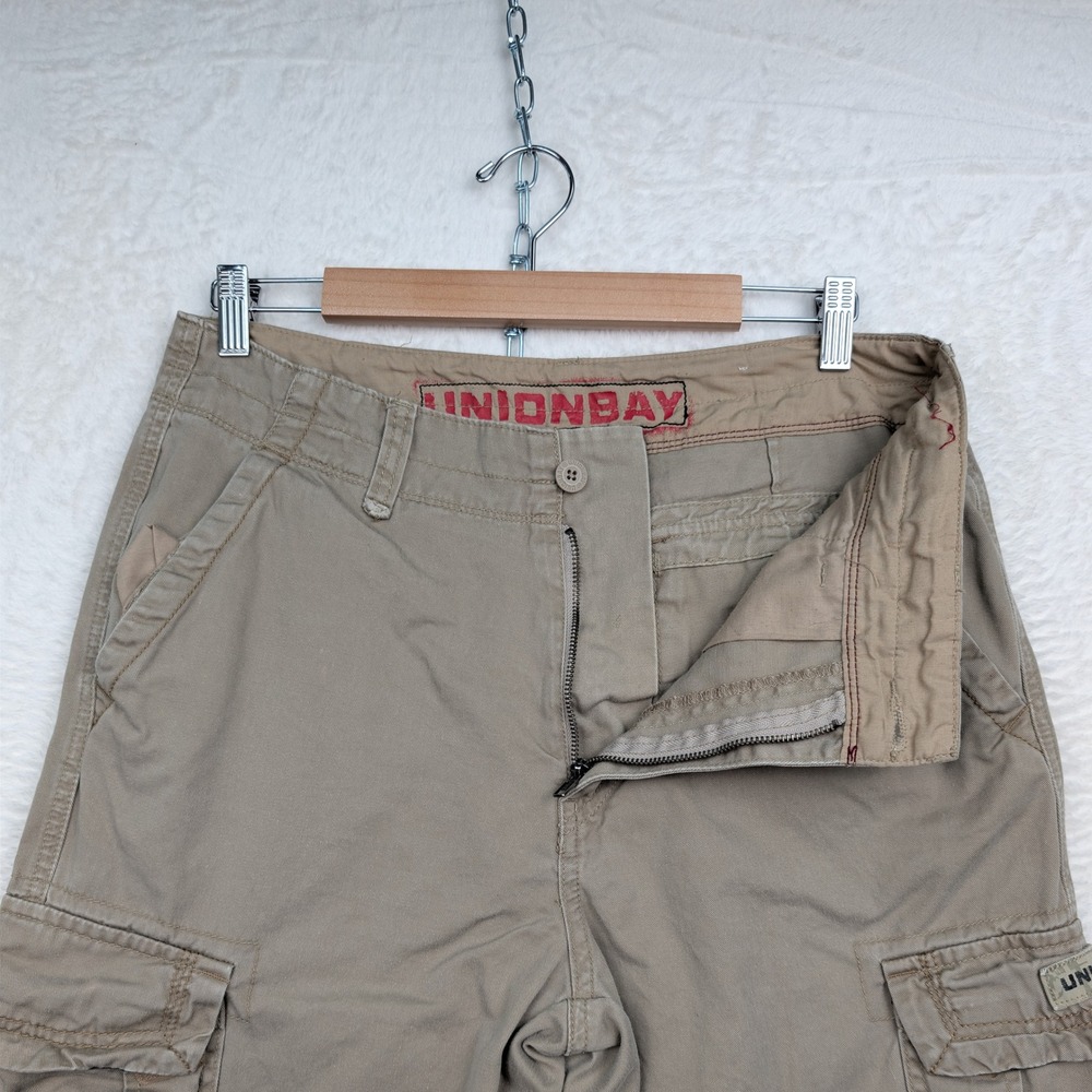 VTG Unionbay Cargo Pants Mens 33x28 Tan Khaki Baggy Skater Grunge Streetwear Y2K